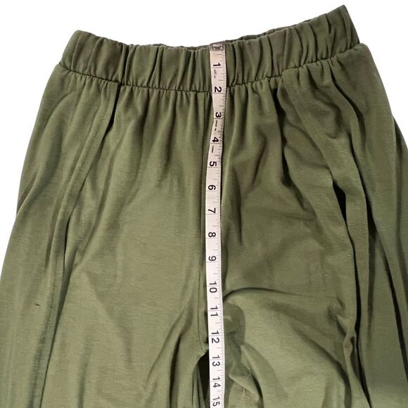Zenana Pants Medium Olive Green Side Slit Wide Leg Relaxed Knit Jogger Pants - Picture 5 of 12